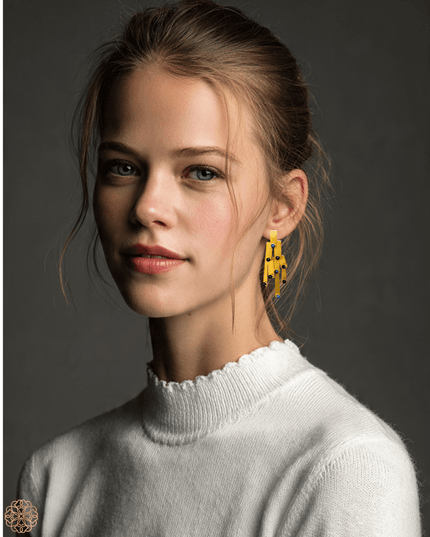 Modern pattern gemstone earrings - Sundara Joon