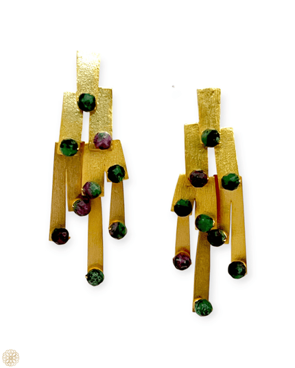 Modern pattern gemstone earrings - Sundara Joon