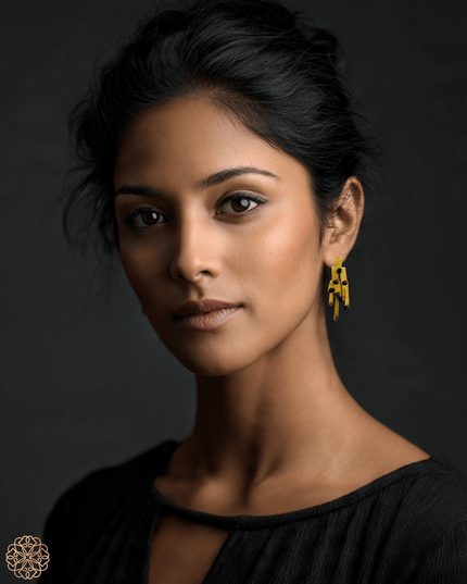 Modern pattern gemstone earrings - Sundara Joon