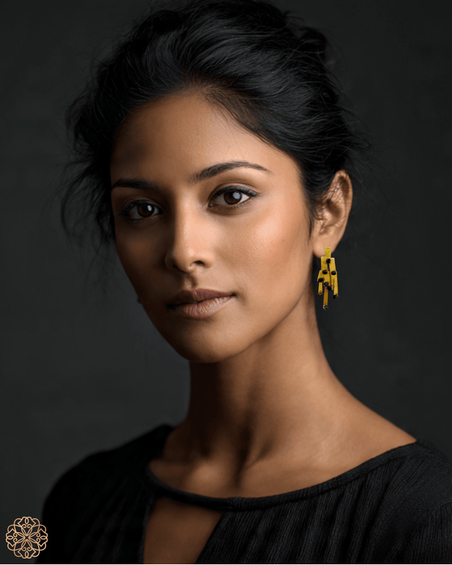 Modern pattern gemstone earrings - Sundara Joon