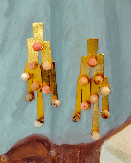 Modern pattern gemstone earrings - Sundara Joon