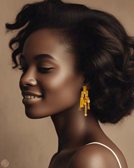 Modern pattern gemstone earrings - Sundara Joon