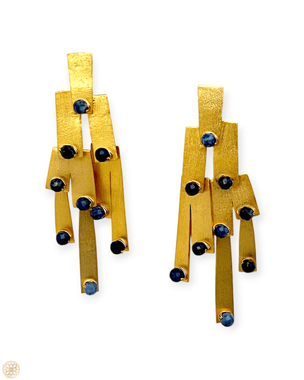 Modern pattern gemstone earrings - Sundara Joon