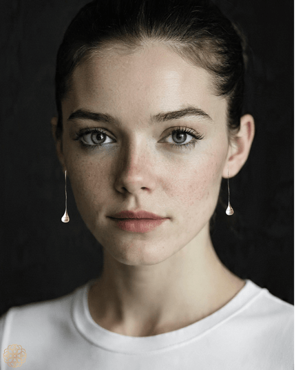 Modern pearl drop earrings in silver - Sundara Joon