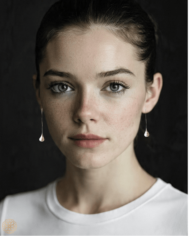 Modern pearl drop earrings in silver - Sundara Joon