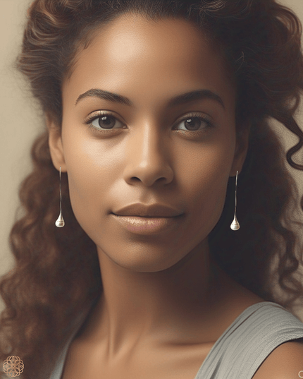 Modern pearl drop earrings in silver - Sundara Joon