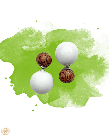Modern two sided stud earrings in wood - Sundara Joon