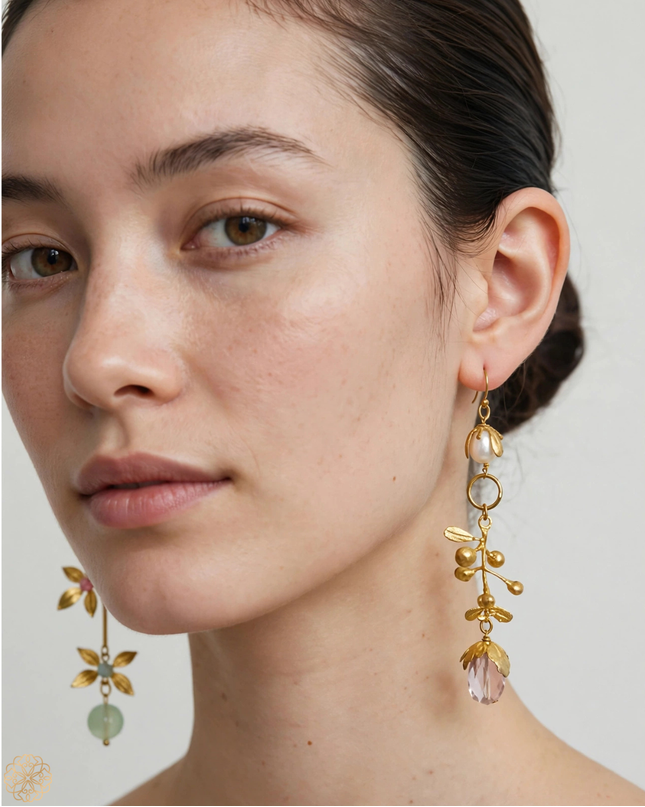 Floral tendril earrings