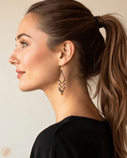 Multi - tiered amber drop earrings - Sundara Joon