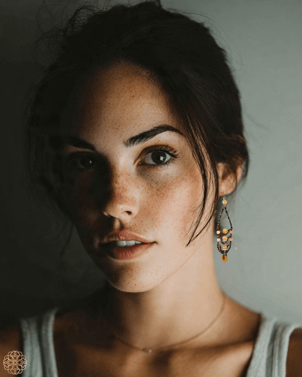 Multi - tiered amber drop earrings - Sundara Joon