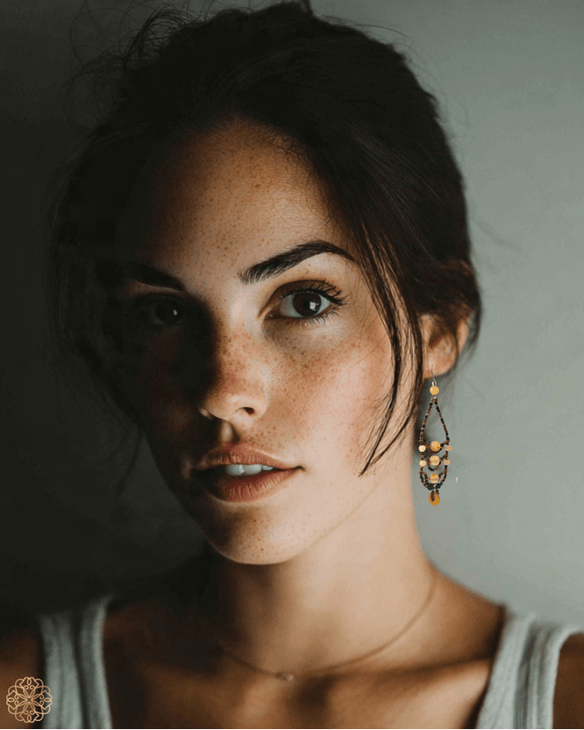 Multi - tiered amber drop earrings - Sundara Joon