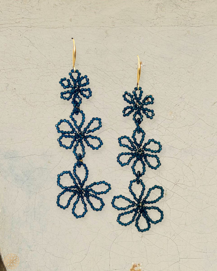 Bold beaded floral earrings