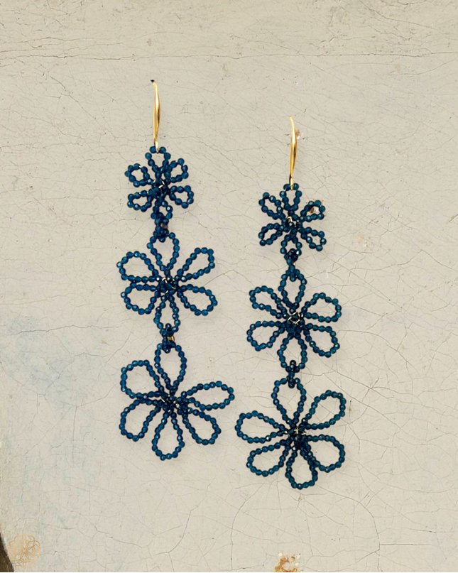 Bold beaded floral earrings
