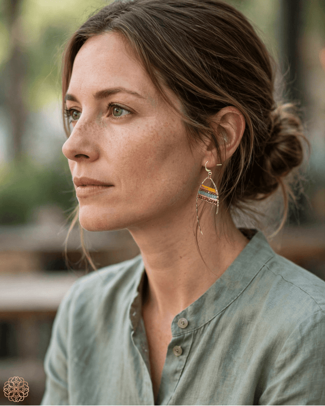 Open design beaded tribal earrings - Sundara Joon