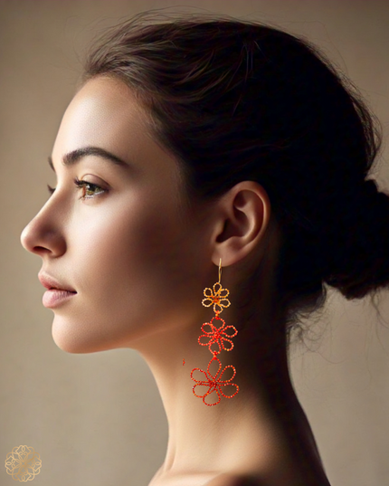 Bold beaded floral earrings