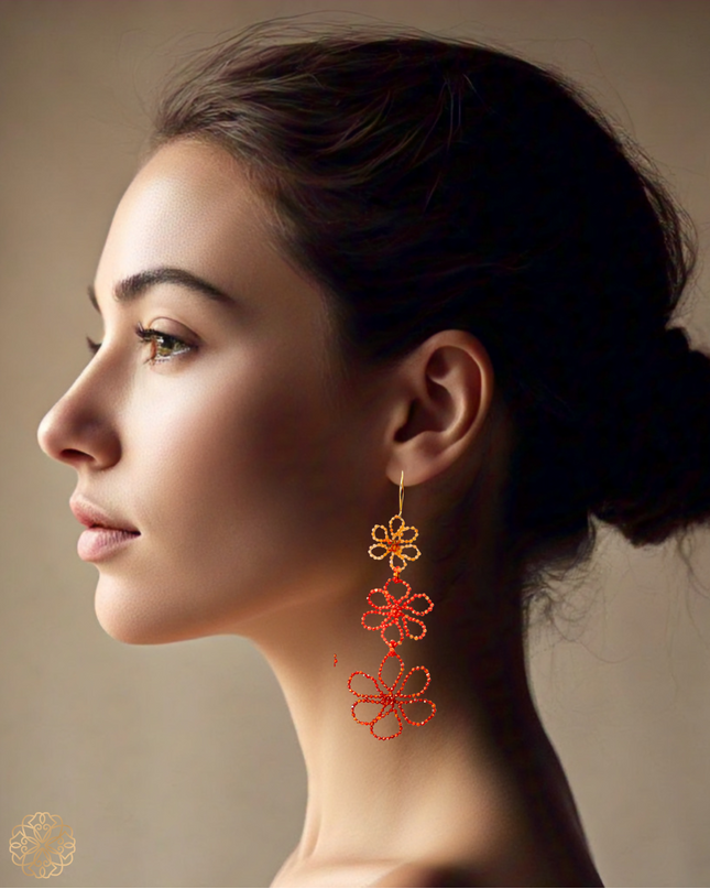 Bold beaded floral earrings