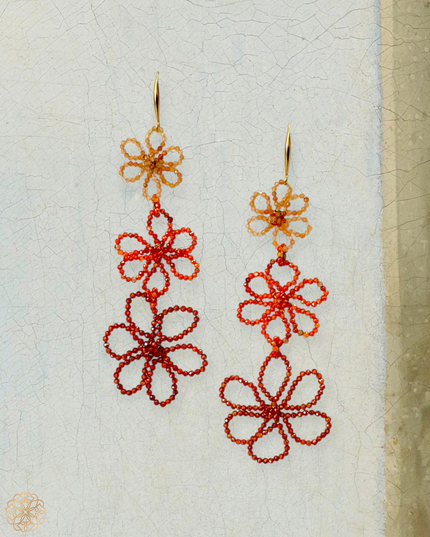 Bold beaded floral earrings