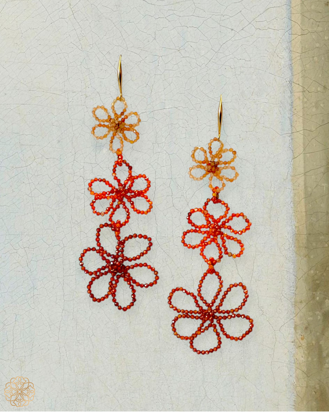 Bold beaded floral earrings