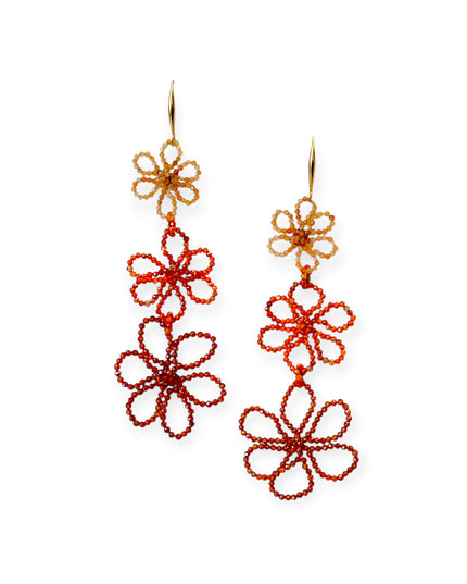 Bold beaded floral earrings