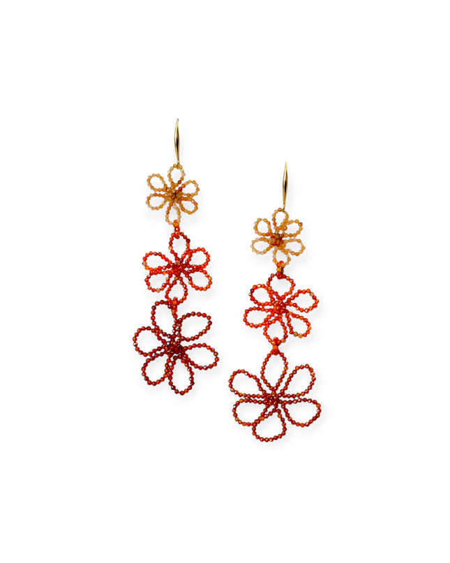 Bold beaded floral earrings
