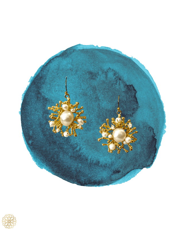 Organic beaded drop earrings - Sundara Joon