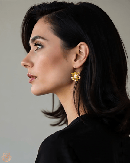 Organic beaded drop earrings - Sundara Joon