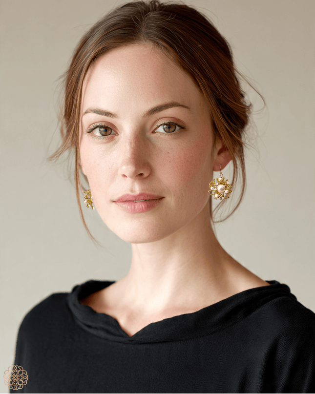 Organic beaded drop earrings - Sundara Joon