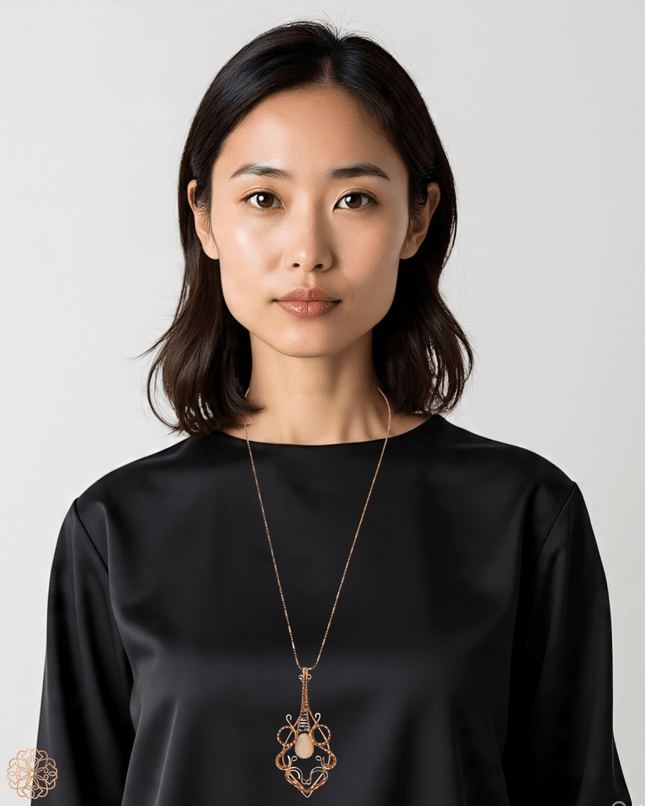 Organic gemstone pendant on chain necklace - Sundara Joon