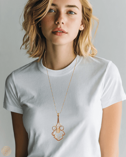 Organic gemstone pendant on chain necklace - Sundara Joon