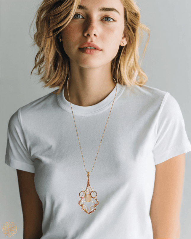 Organic gemstone pendant on chain necklace - Sundara Joon