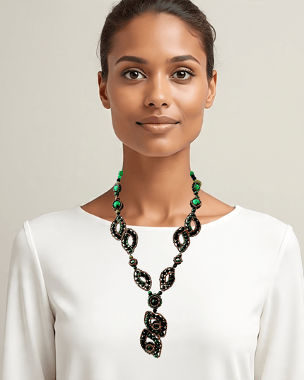 Organic green gemstone patterned necklace - Sundara Joon