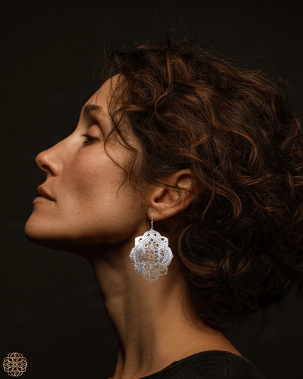 Organic shaped cutout silver tone earrings - Sundara Joon