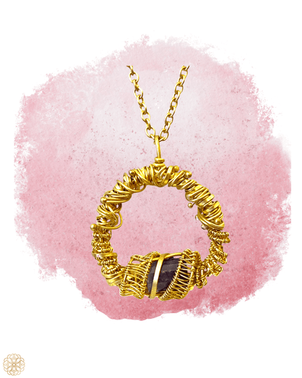 Organic woven ring with amethyst pendant necklace - Sundara Joon