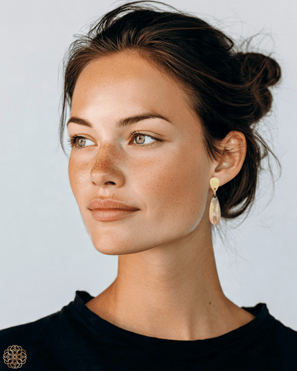 Oval shape drop earring in a rich caramel color - Sundara Joon