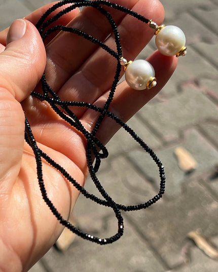 Pearl and black onyx lariat necklace - Sundara Joon
