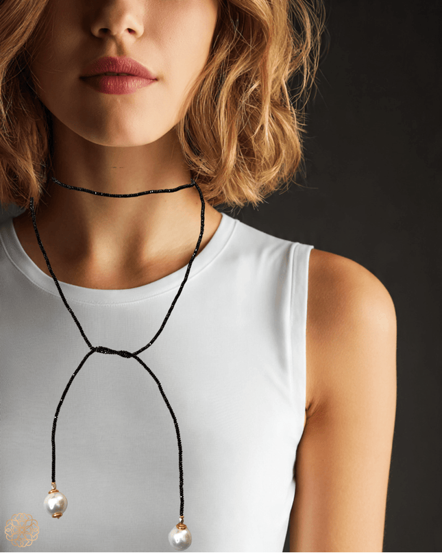 Pearl and black onyx lariat necklace - Sundara Joon