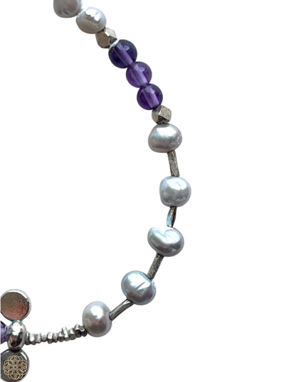 One-of-a-Kind Amethyst, Pearl & Silver Bracelet | Sundara Joon