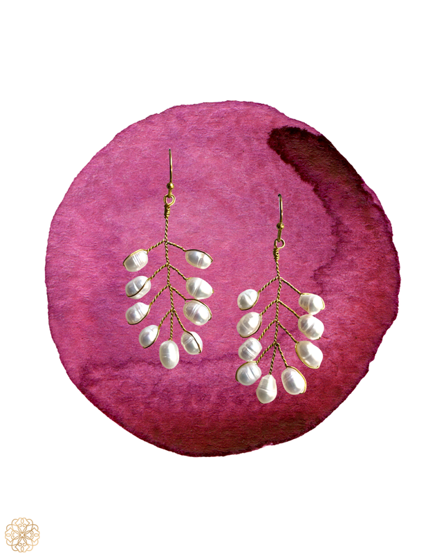 Freshwater Pearl Leaf Shaped Earrings | Pearl Earrings | Sundara Joon