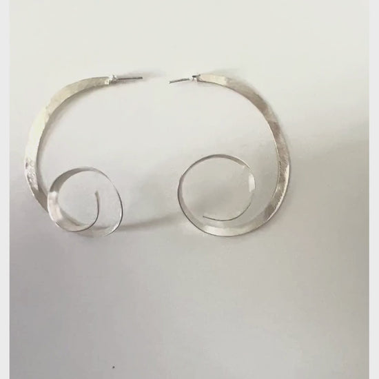 Spiral silver drop hoop statement earring - Sundara Joon
