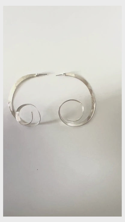 Spiral silver drop hoop statement earring - Sundara Joon