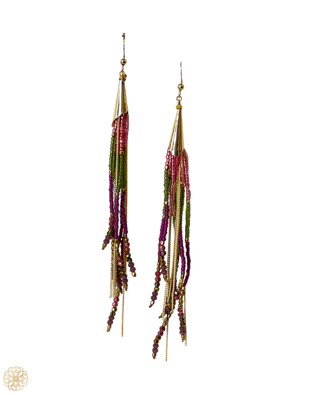 Purple and green beaded earrings - Sundara Joon