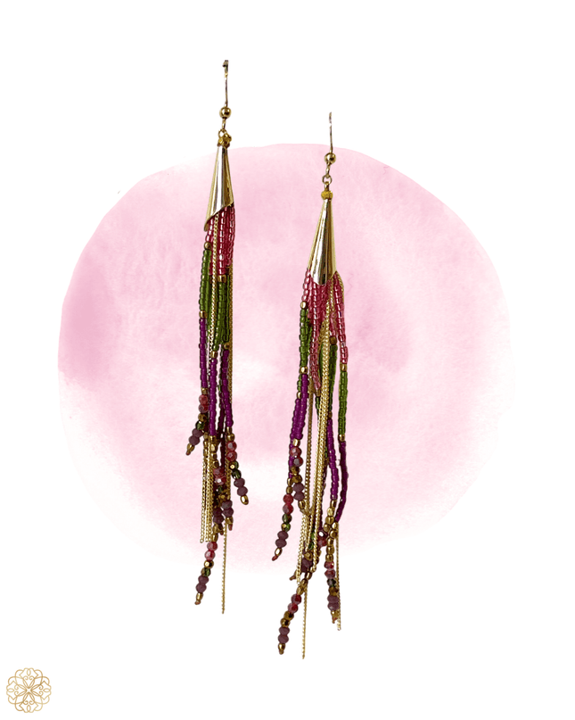 Purple and green beaded earrings - Sundara Joon
