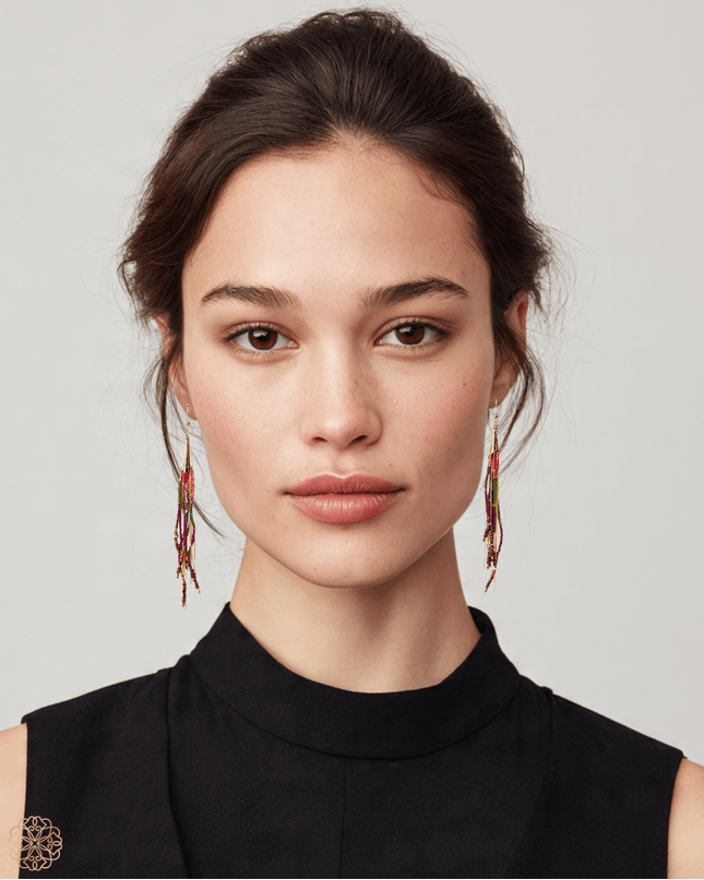 Purple and green beaded earrings - Sundara Joon