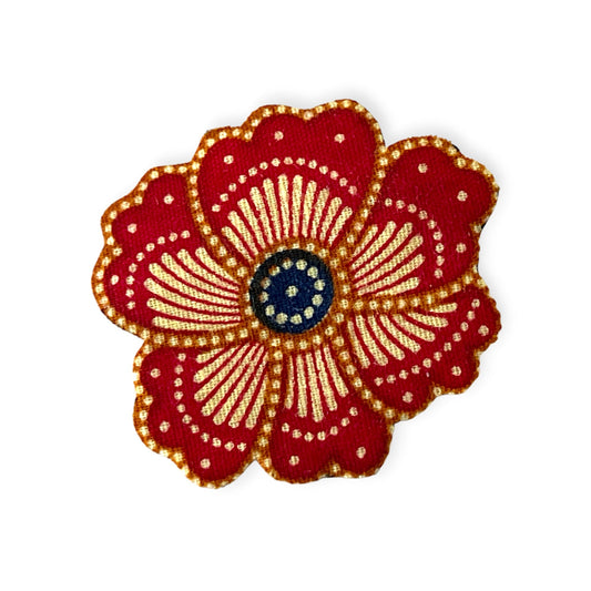 Red flower batik pin - Sundara Joon