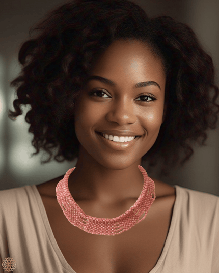 Rhodochrosite beaded collar statement necklace - Sundara Joon