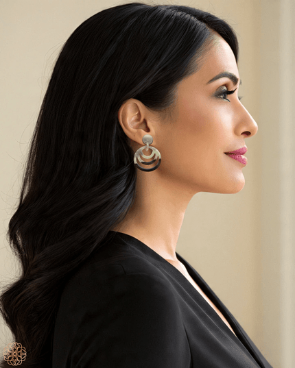 Round multi - ring drop earrings in rich earth tones - Sundara Joon