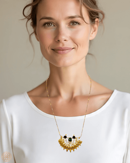 Semi - circle with zig zag pendant necklace - Sundara Joon