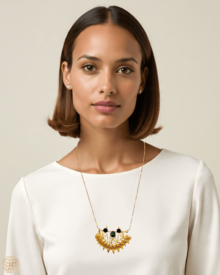 Semi - circle with zig zag pendant necklace - Sundara Joon