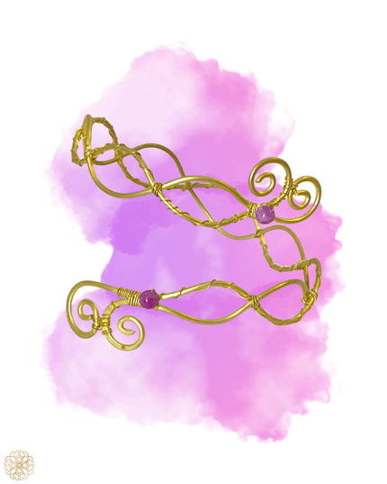 Serpentine pattern with purple gemstones upper arm band - Sundara Joon