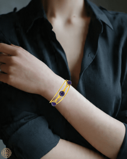 Set of three inset amethyst cuff bracelet - Sundara Joon